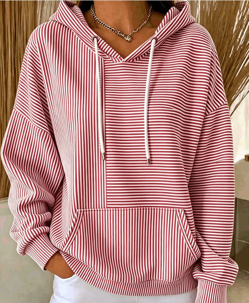 New Arrivals🔥Women Striped Long Sleeve Casual Daily Spring/Fall Hoodie