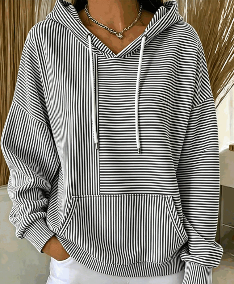 New Arrivals🔥Women Striped Long Sleeve Casual Daily Spring/Fall Hoodie